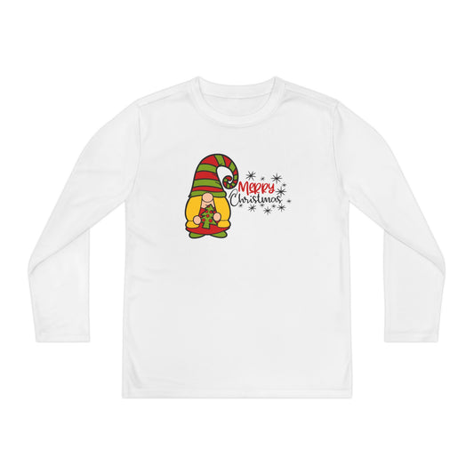 Merry Christmas Girl Gnome Youth Long Sleeve Tee