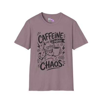 ""Caffeine Before Chaos (Cat) Adult T-shirt