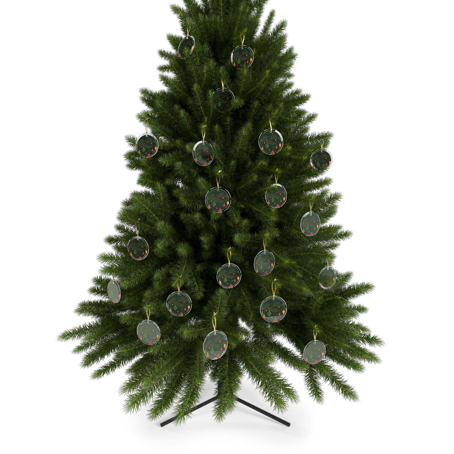 Fir Tree Branch w/Ornaments Glass Ornament