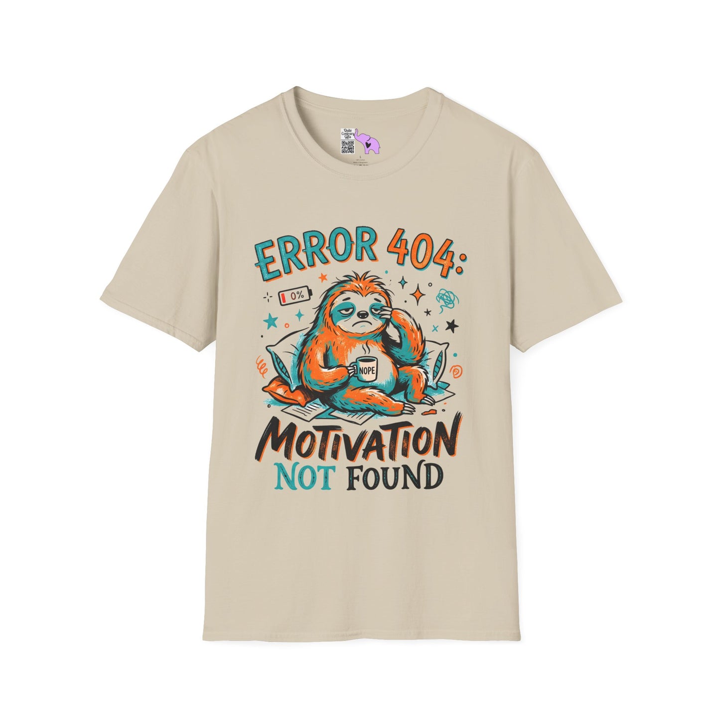 ""Error 404 Motivation Not Found (Sloth) Adult T-shirt