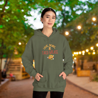 Love, Peace, & Taco Grease Heavy Blend™ Hooded Sweatshirt