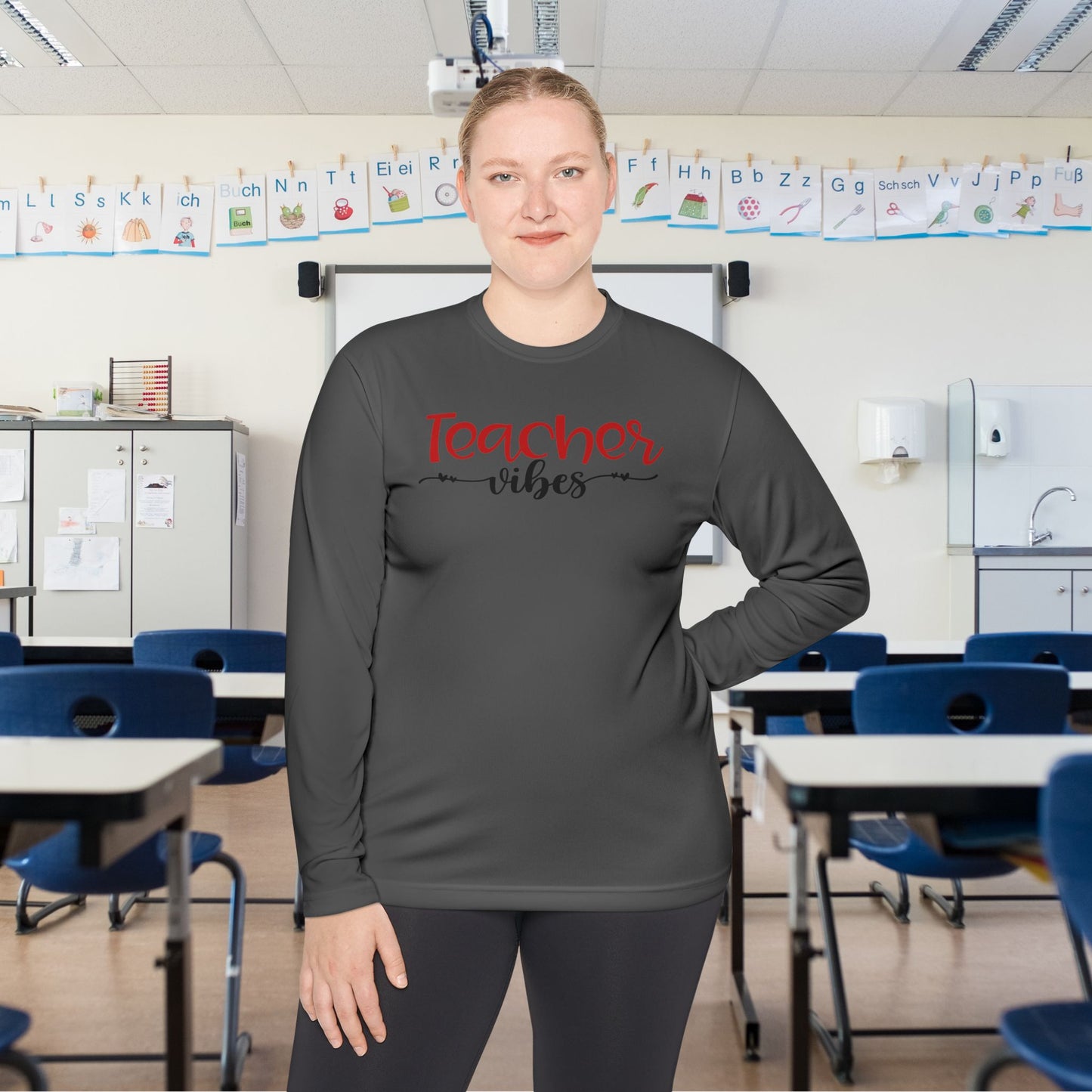 Teacher Vibes Adult Long Sleeve Tee