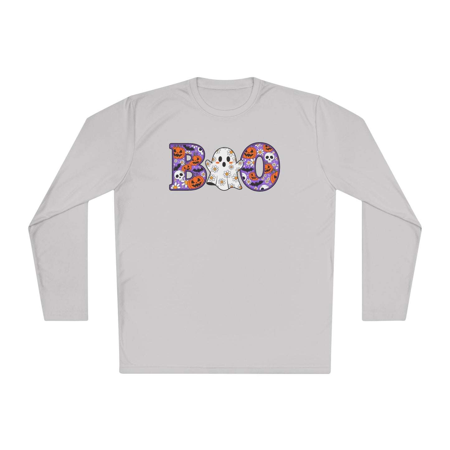 Cute Floral Boo w/Ghost Adult Long Sleeve Tee