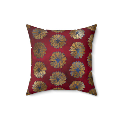 Majestic Crimson Daisies Throw Pillow