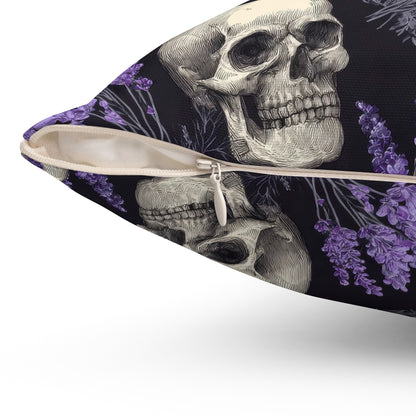 Midnight Lavender Skulls Throw Pillow