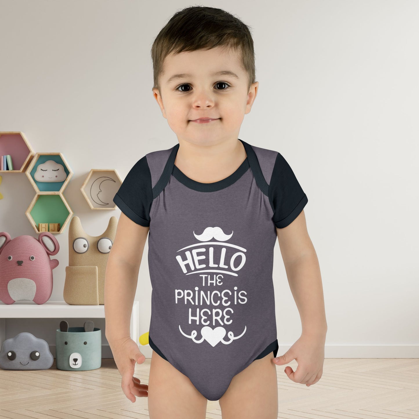 Hello The Prince Is Here Infant Baby Rib Bodysuit