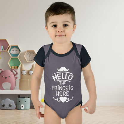 Hello The Prince Is Here Infant Baby Rib Bodysuit