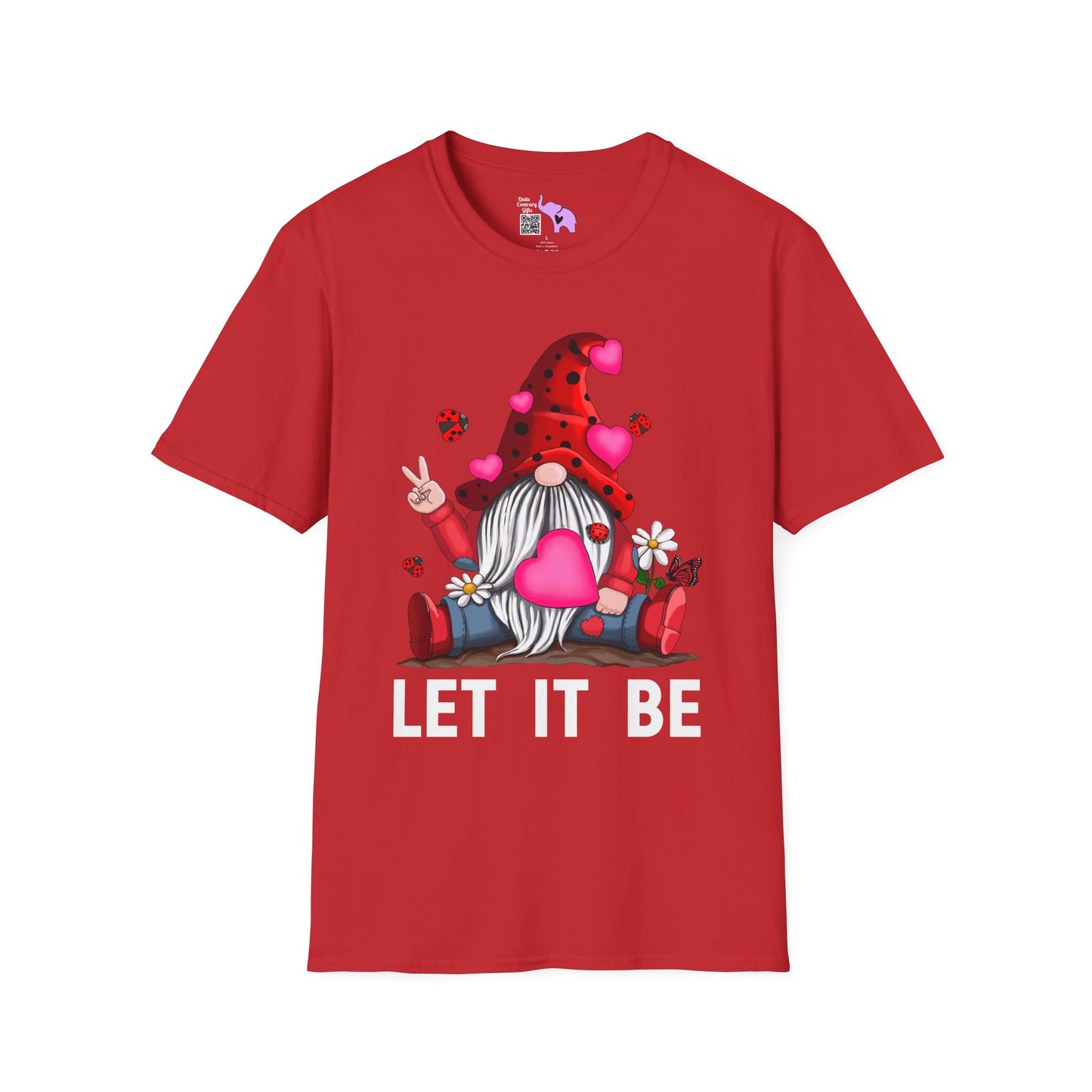 Let It Be Valentine Gnome Peace Sign Adult T-shirt