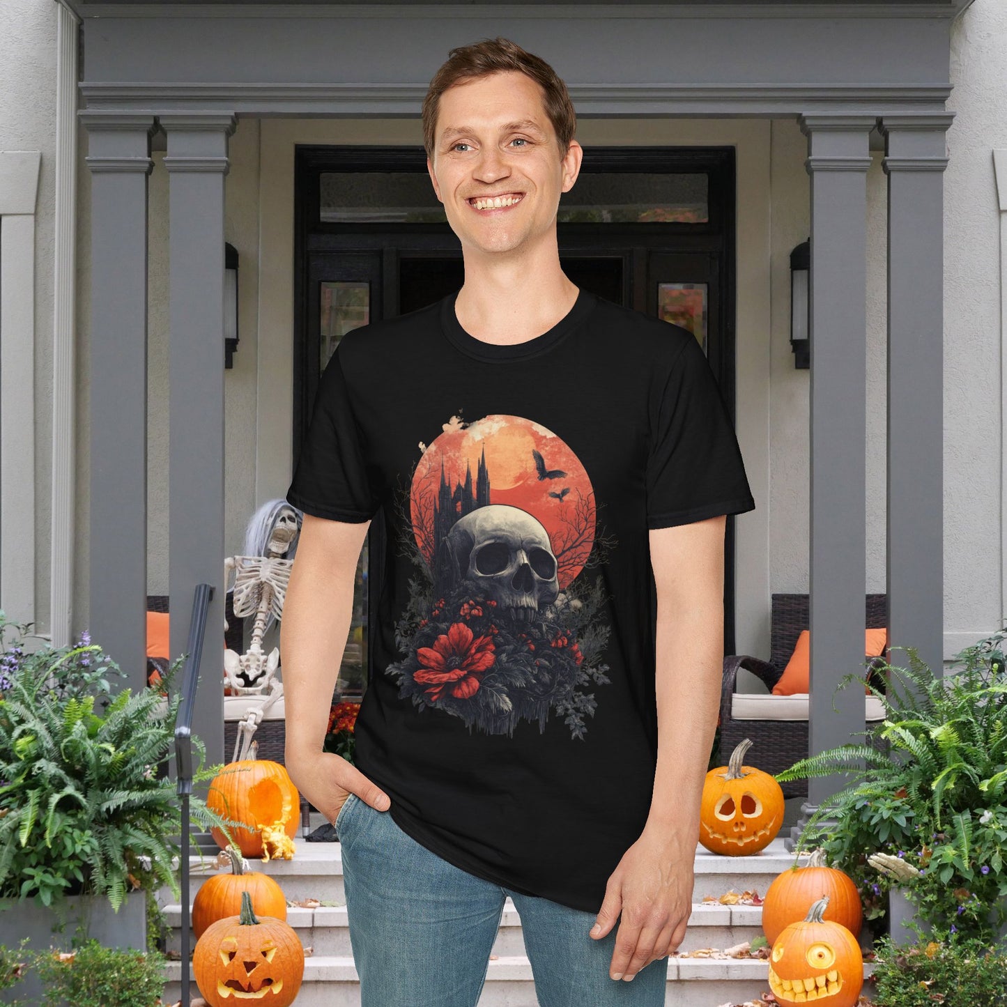 Halloween Graveyard Adult T-shirt