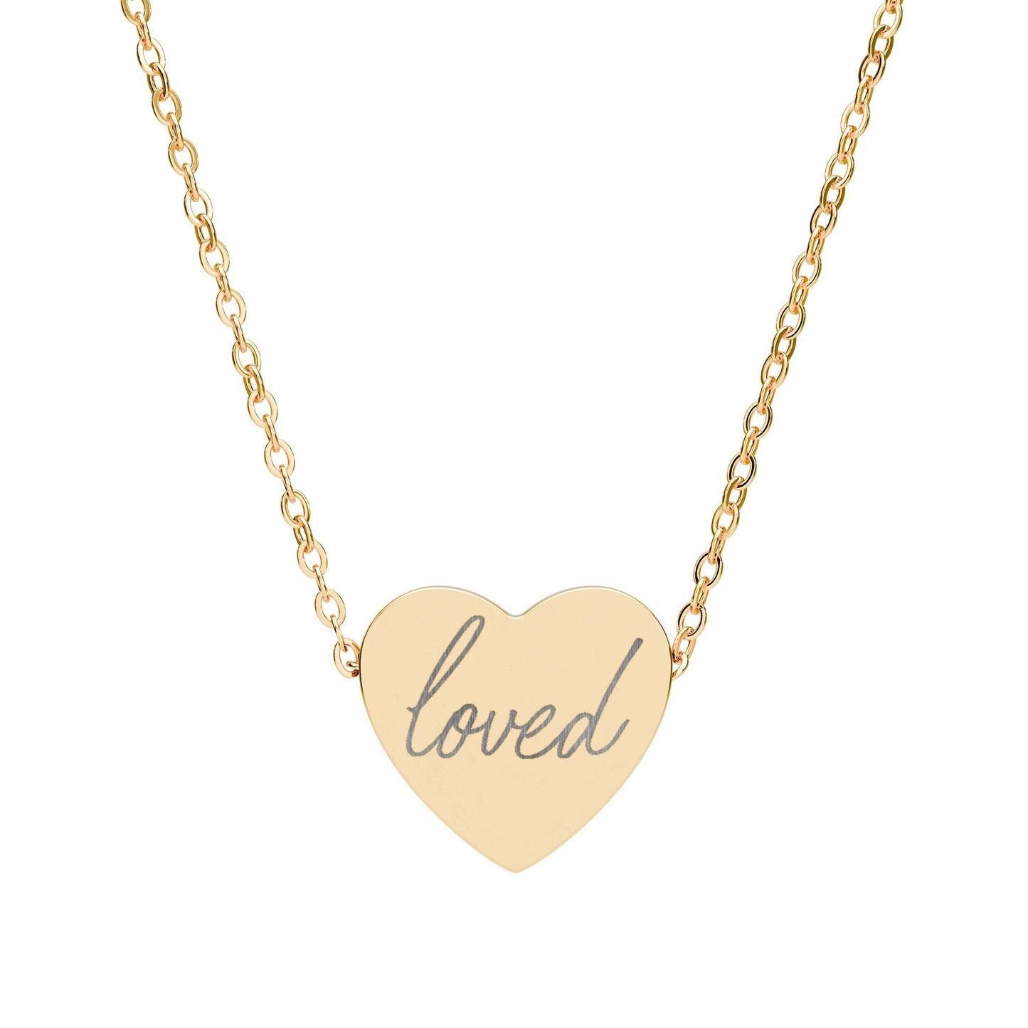 'loved' Engraved Heart Necklace