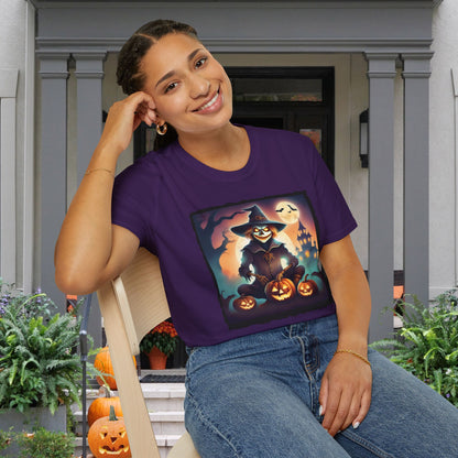 Halloween Scarecrow w/Pumpkins Adult T-shirt