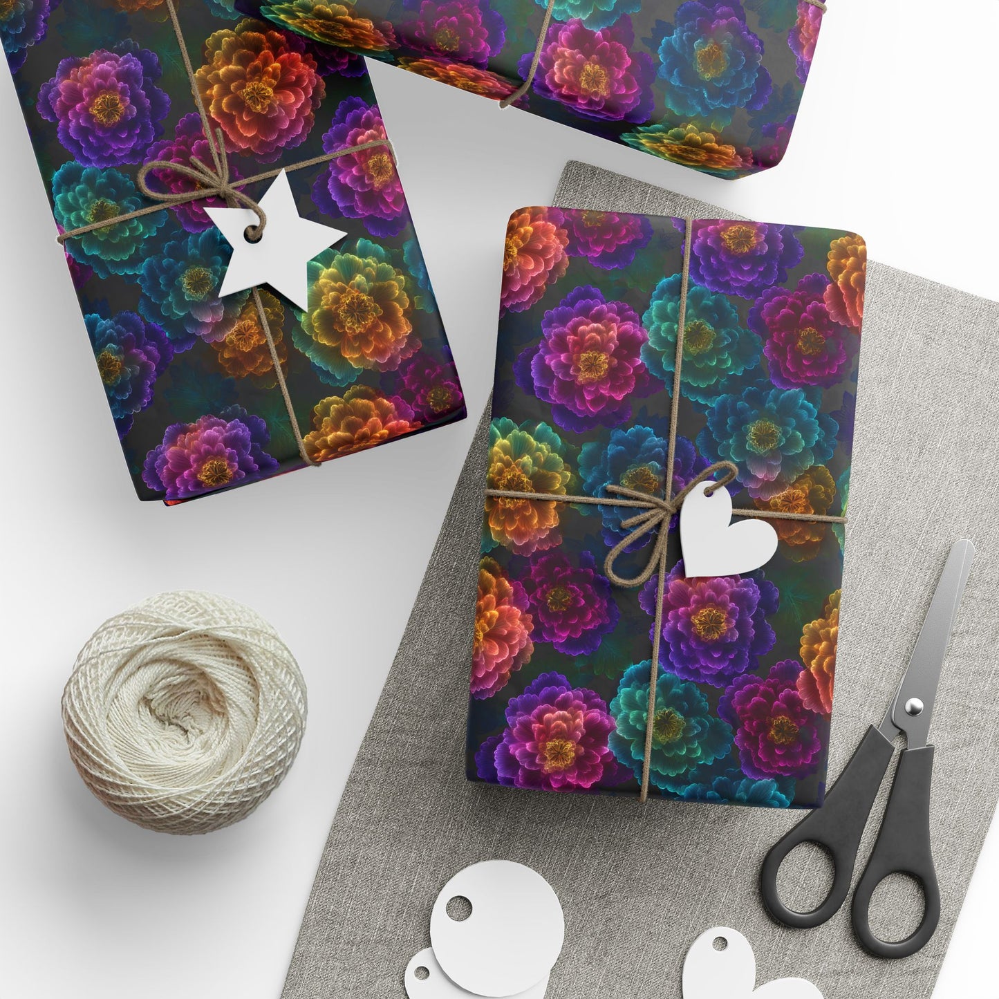 Neon Whisper Blooms Wrapping Paper