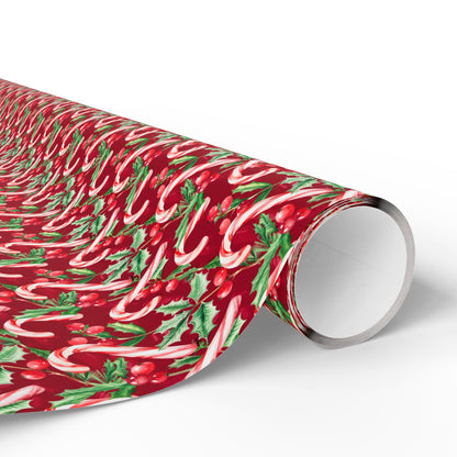 Holiday Cane Craze Wreaths Wrapping Paper
