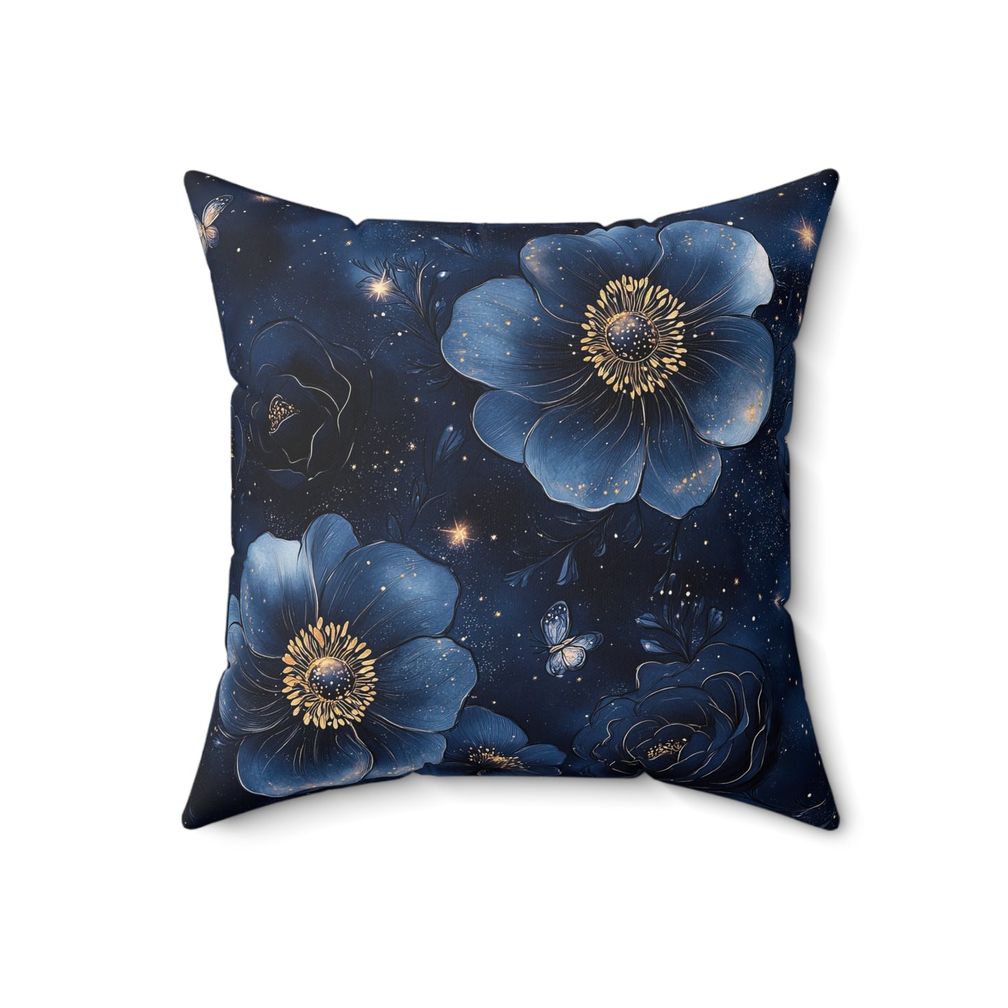 Midnight Sky Blossoms Throw Pillow