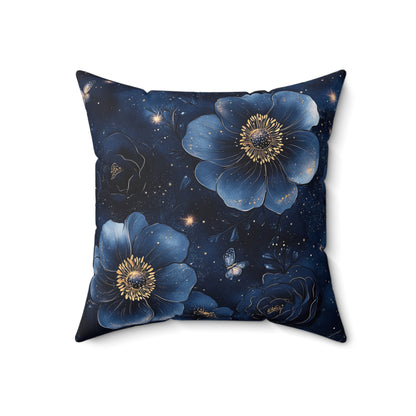 Midnight Sky Blossoms Throw Pillow