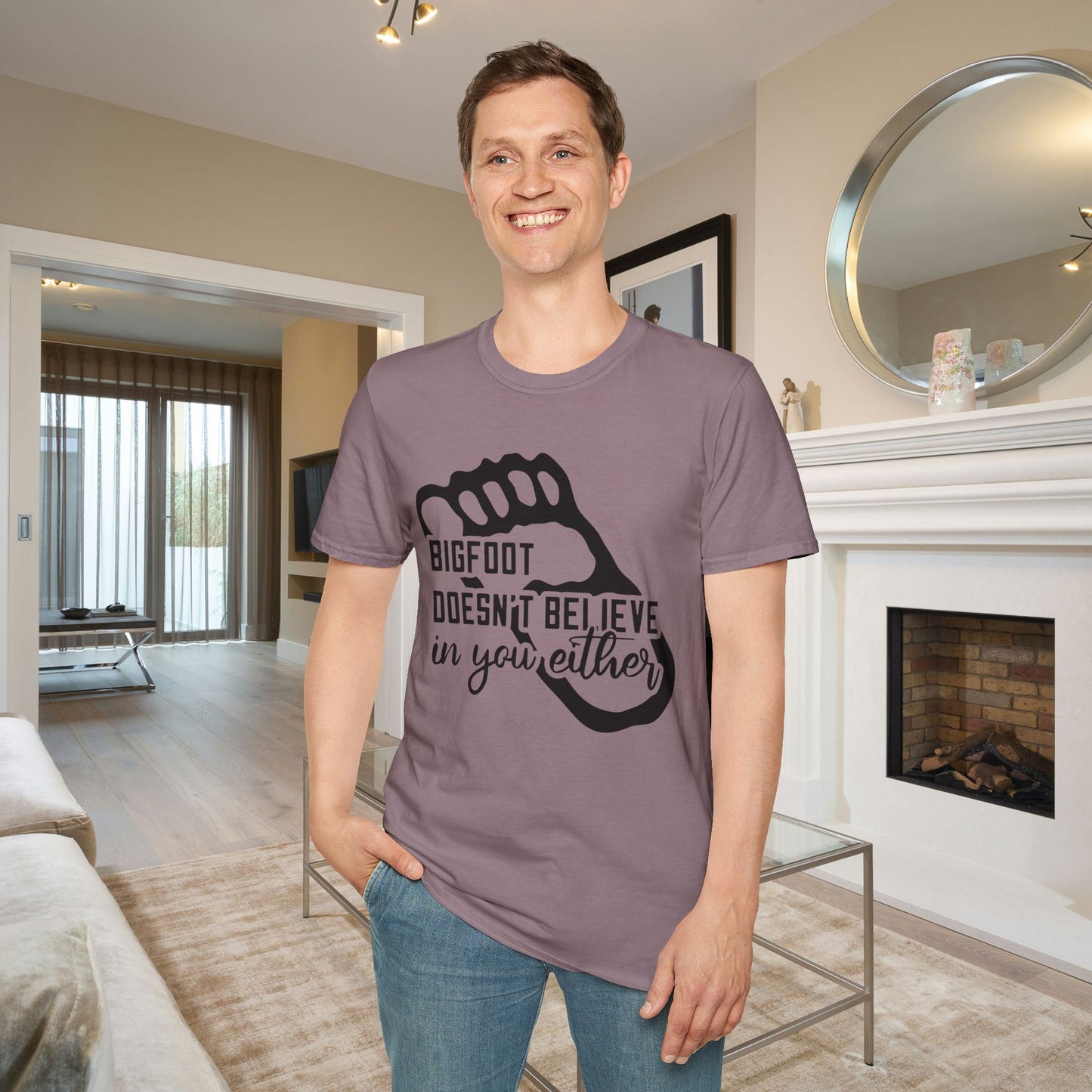 Bigfoot Doesn't Believe In You Either Adult T-shirt