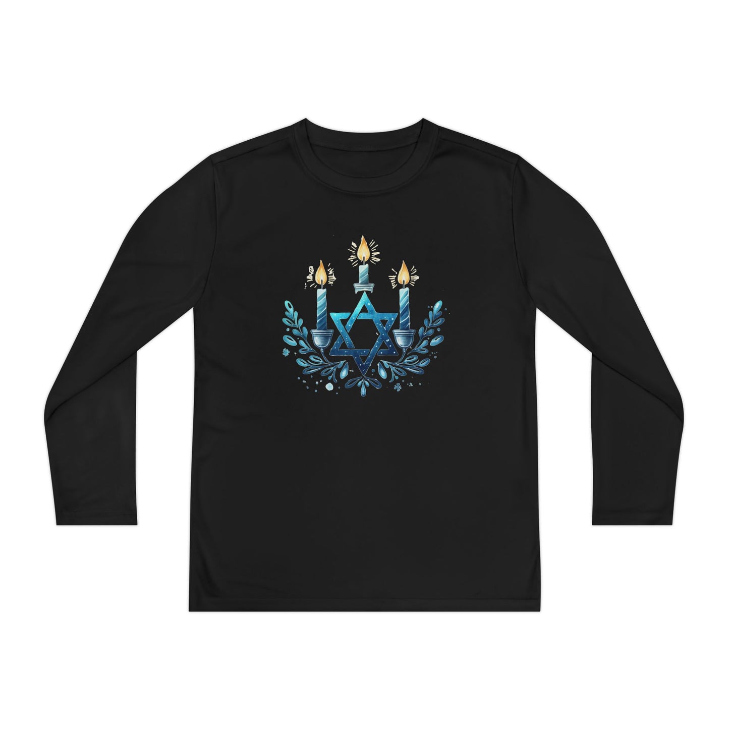 Star & Flame Hanukkah Youth Long Sleeve Tee