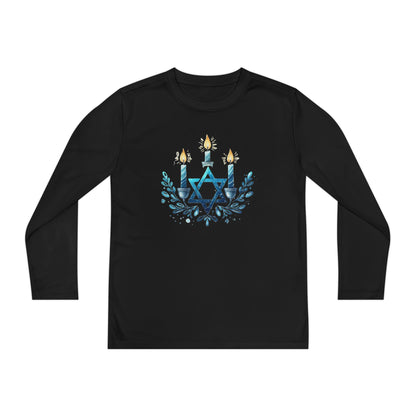 Star & Flame Hanukkah Youth Long Sleeve Tee