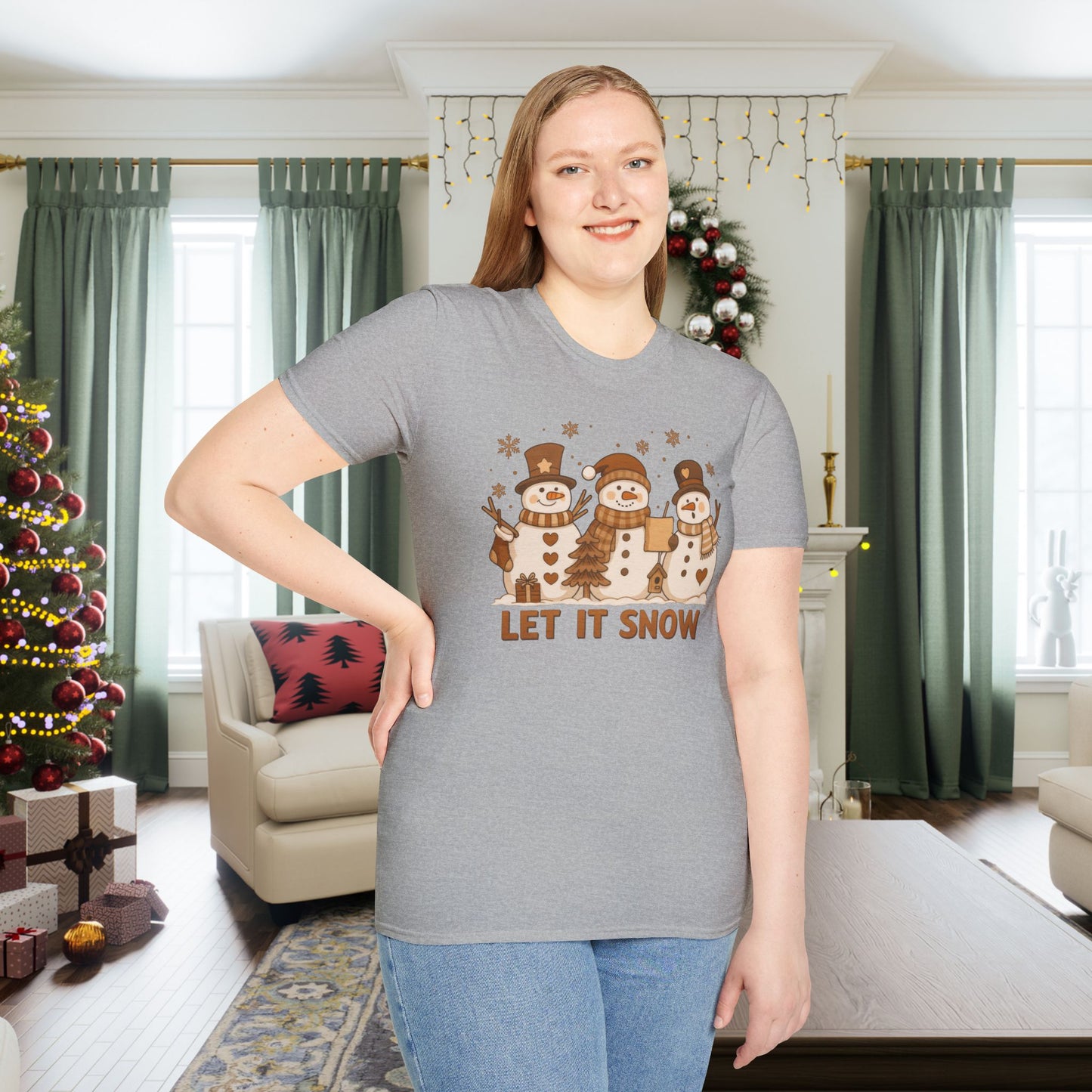 Let It Snow (Snowmen Trio) Adult T-shirt