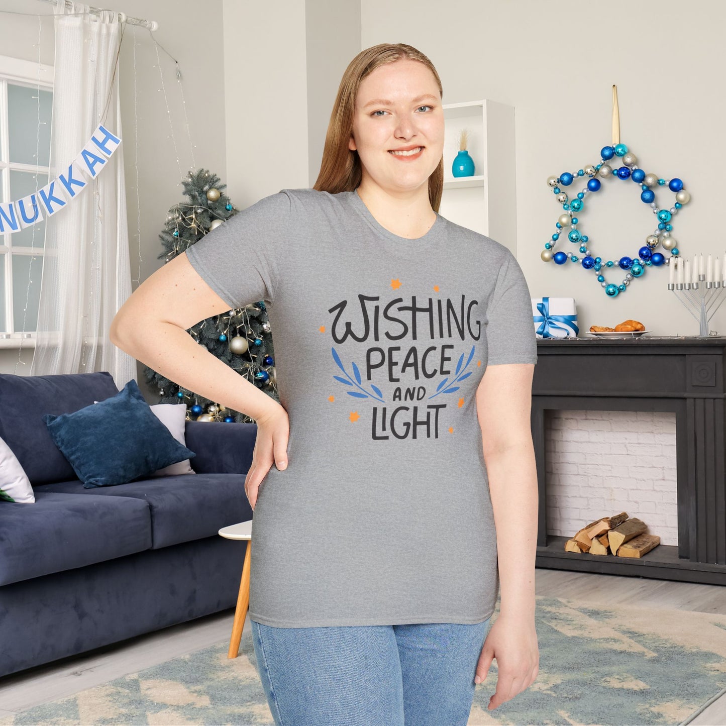 Hanukkah Wishing Peace & Light 3 Adult T-shirt