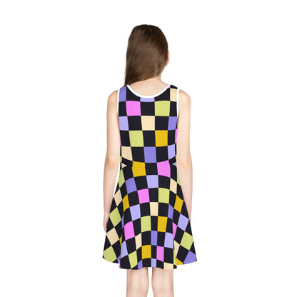 Joyful Checkerboard Girls Sundress
