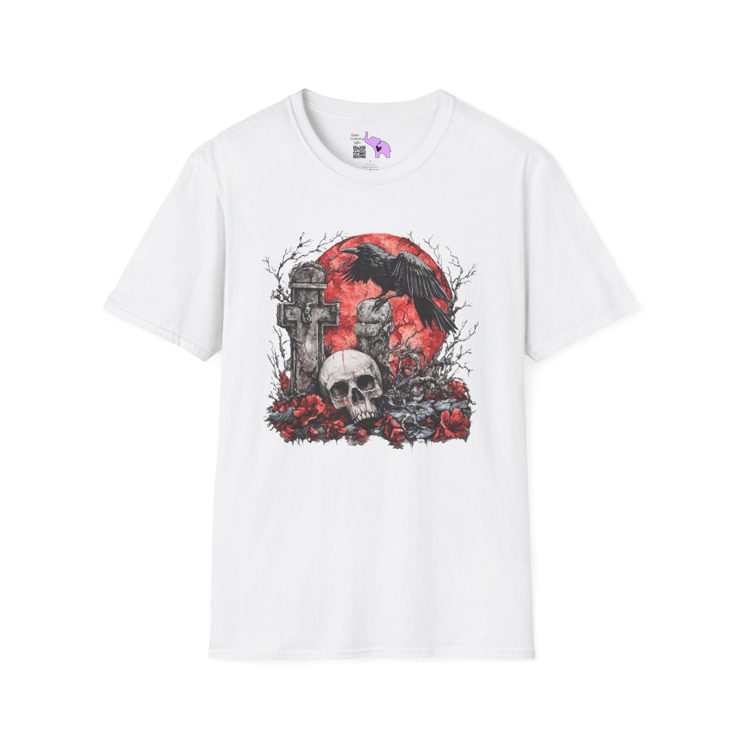 Halloween Graveyard w/Skull Adult T-shirt