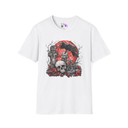 Halloween Graveyard w/Skull Adult T-shirt