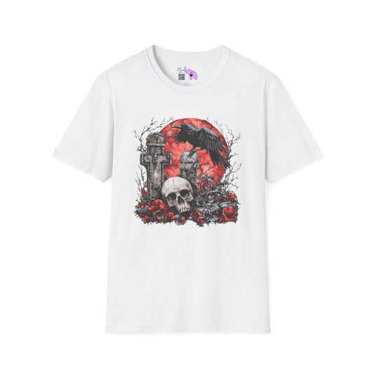 Halloween Graveyard w/Skull Adult T-shirt