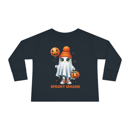 Spooky Season Ghost Trick-or-Treater Toddler Long Sleeve Tee
