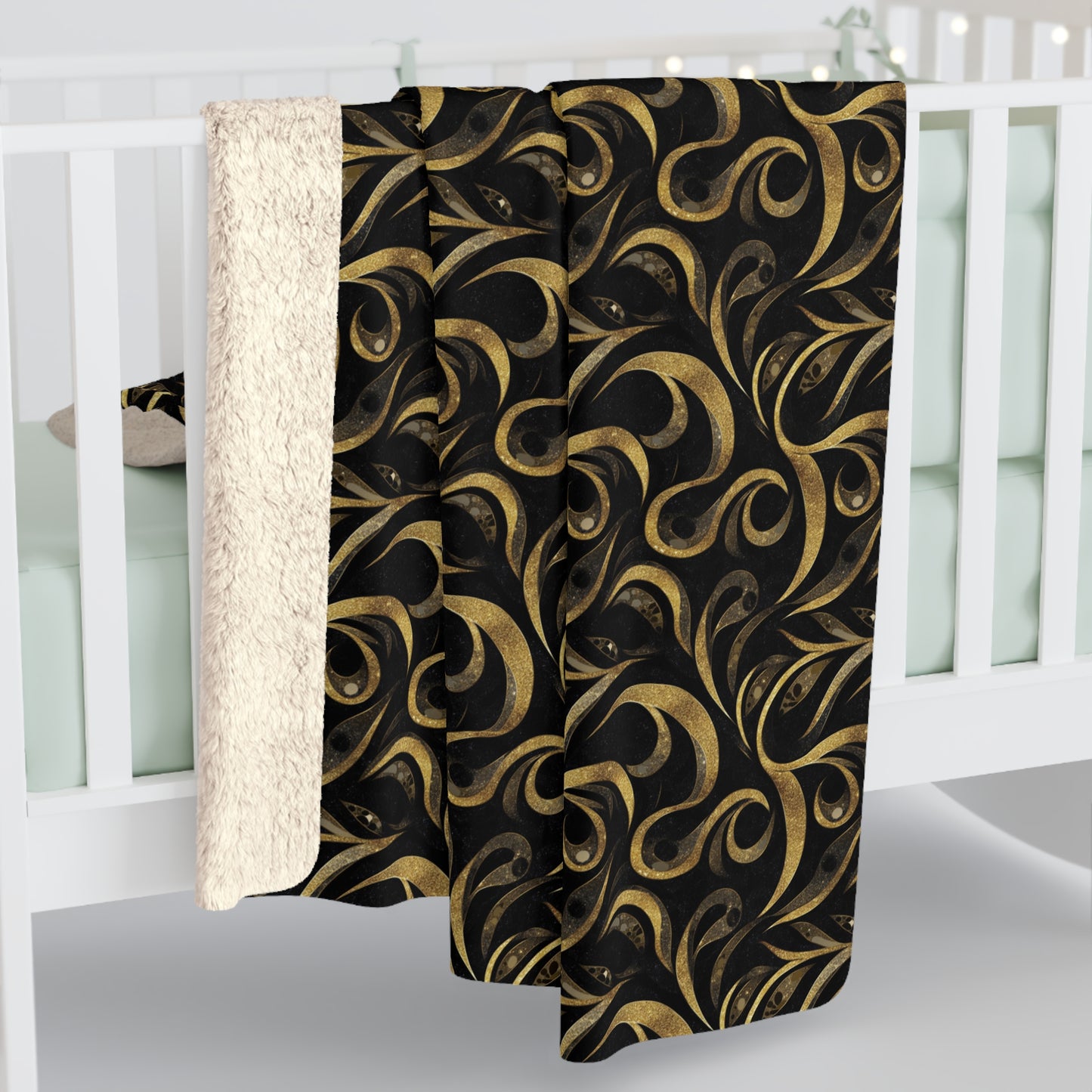 Golden Noir Swirl Fleece Blanket