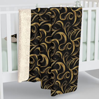 Golden Noir Swirl Fleece Blanket