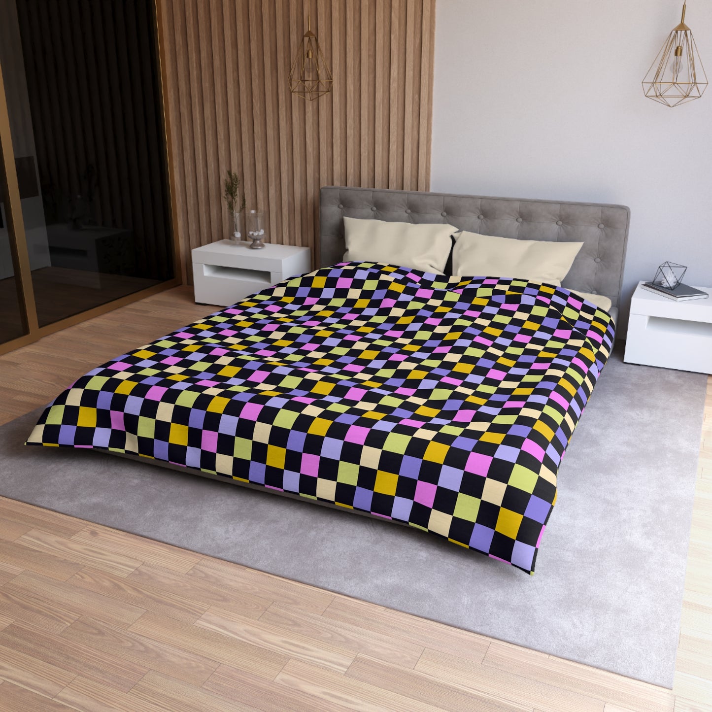 Joyful Checkerboard Microfiber Duvet Cover