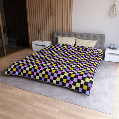 Joyful Checkerboard Microfiber Duvet Cover