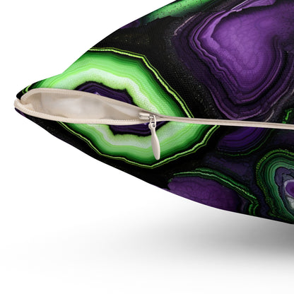 Amethyst & Lime Fracture Throw Pillow