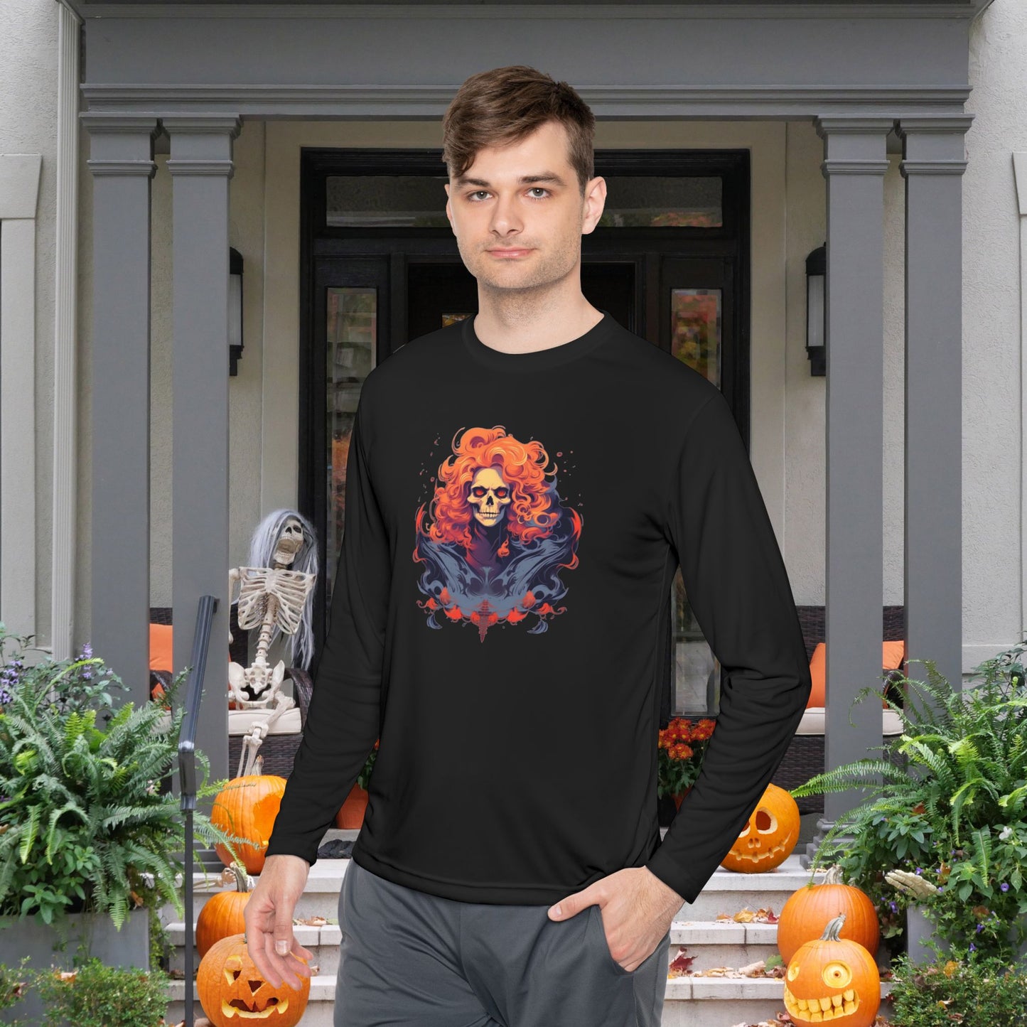 Creepy Ghost 8 Adult Long Sleeve Tee