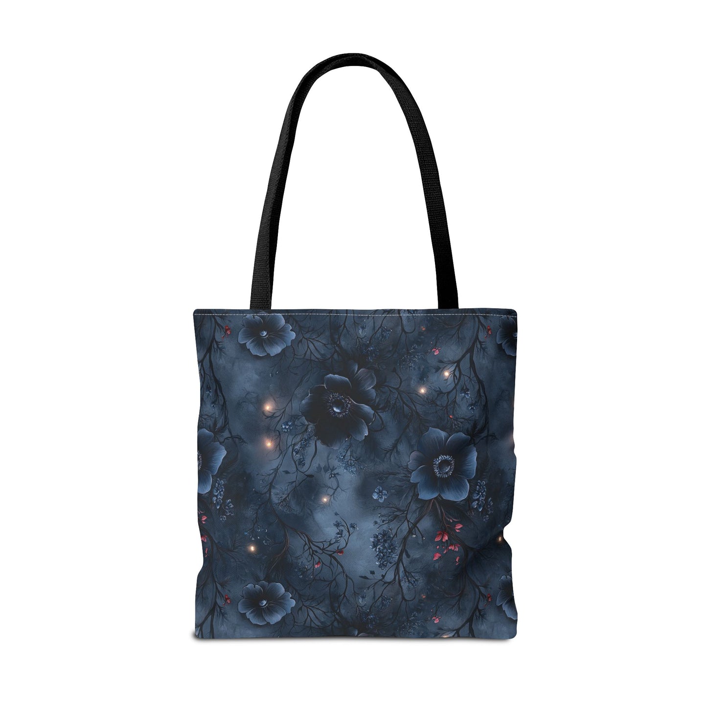 Black Roses & Vines Forget-Me-Nots Canvas Tote Bag