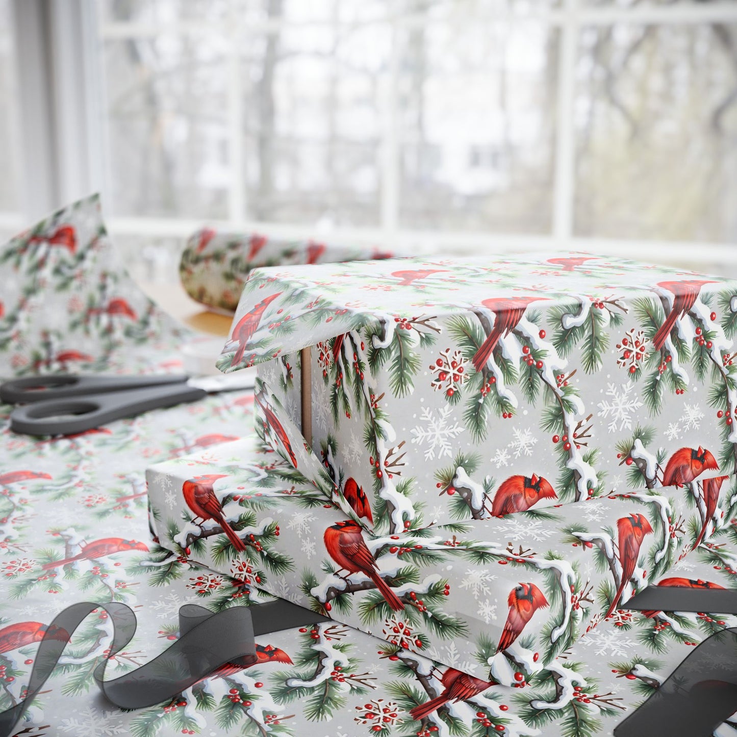 Cardinals of Christmas Morning Wrapping Paper