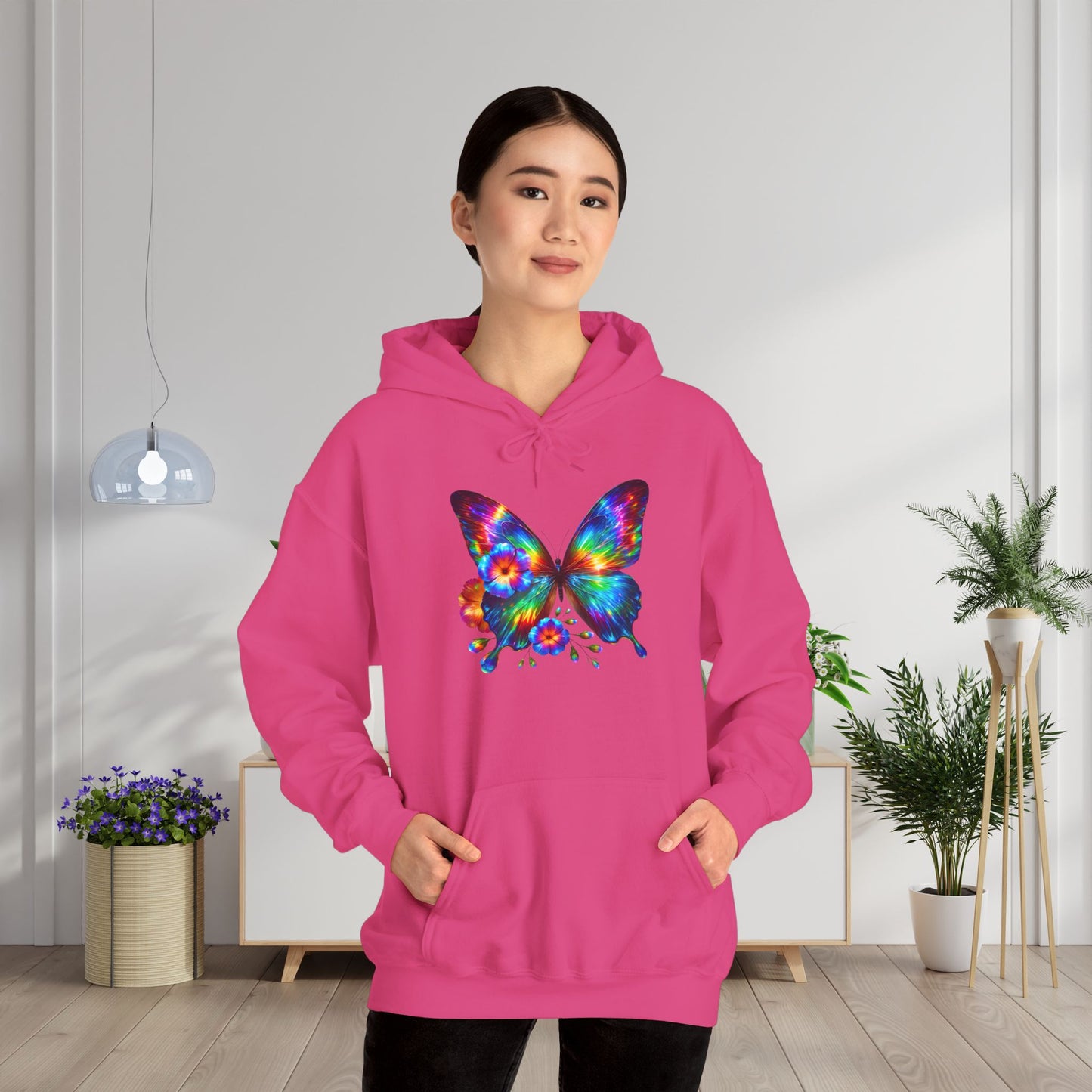 Floral Butterfly Heavy Blend™ Hooded Sweatshirt