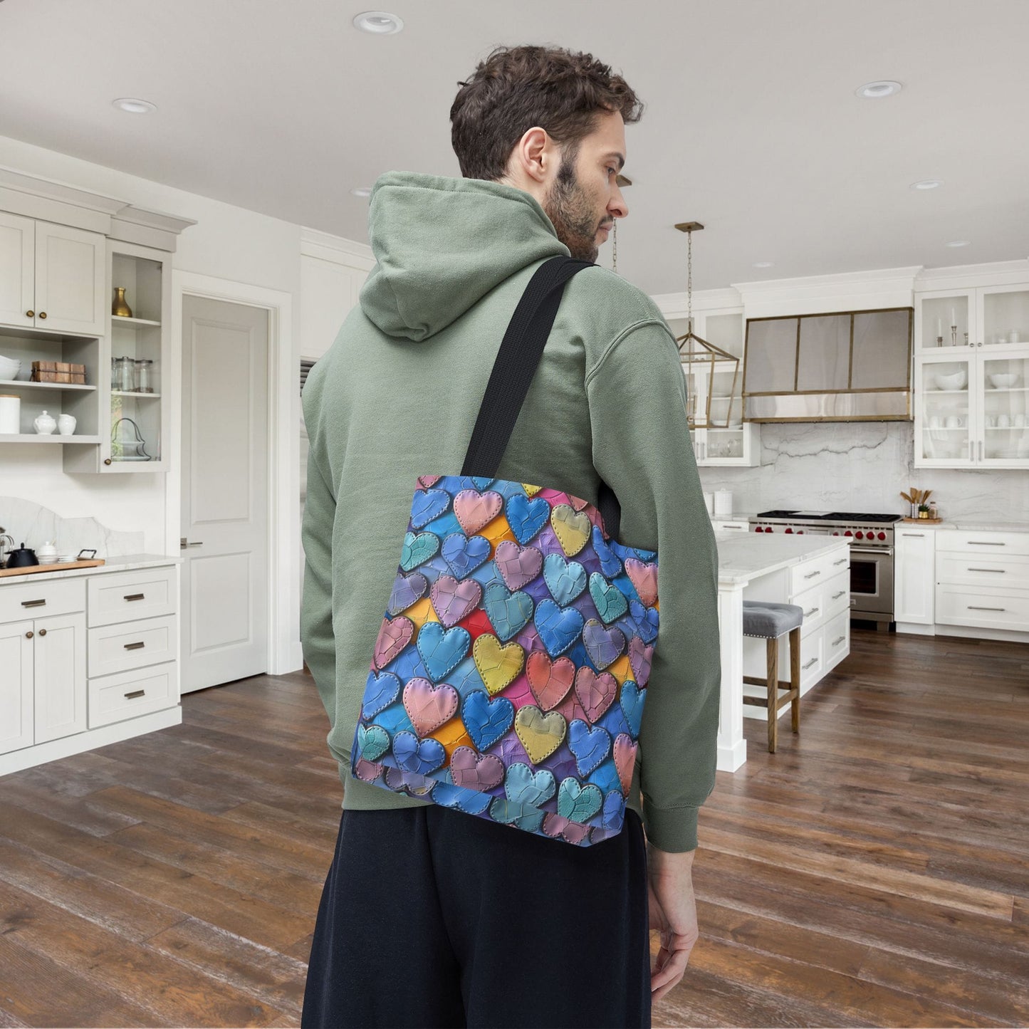 Color Pop Leather Hearts Canvas Tote Bag