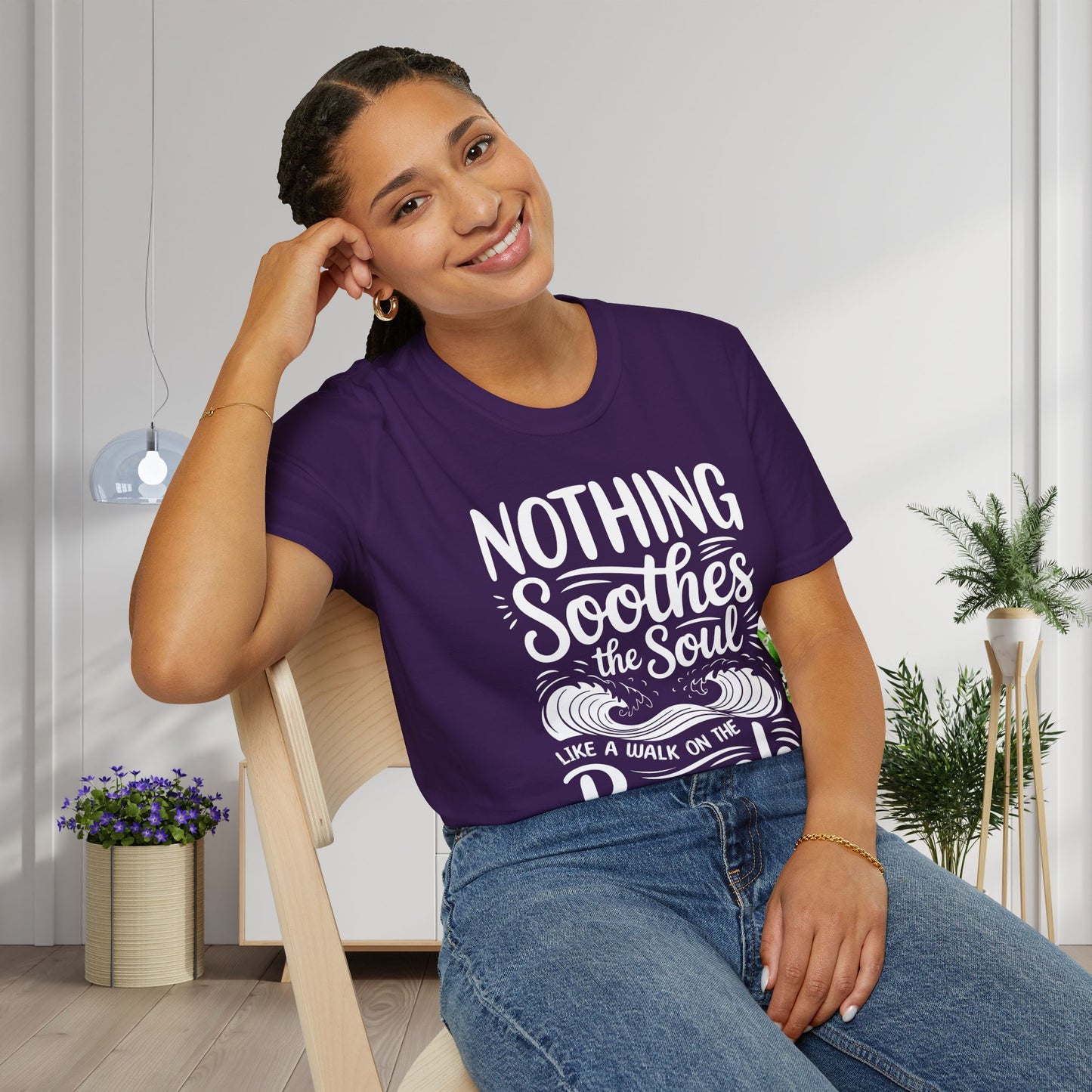 Nothing Soothes the Soul Like A Walk on the Beach Adult T-shirt