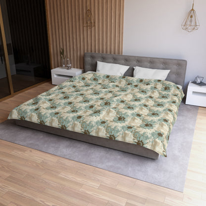 Rustic Teal Daisy Microfiber Duvet Cover