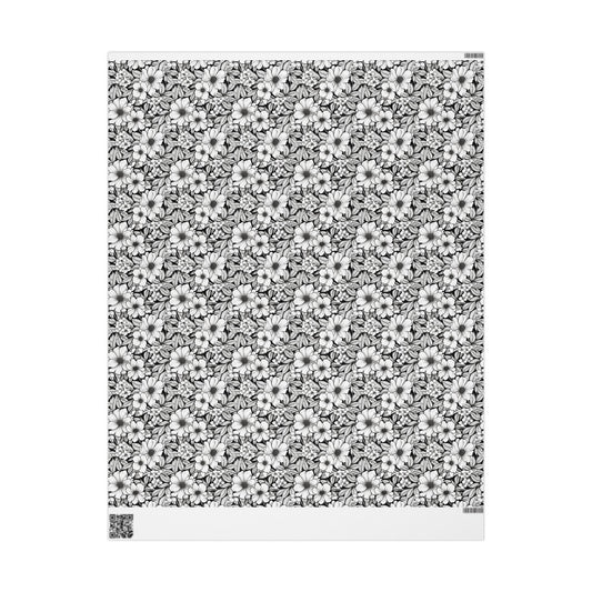 Black & White Forget-Me-Nots Gift Wrap for All Occasions