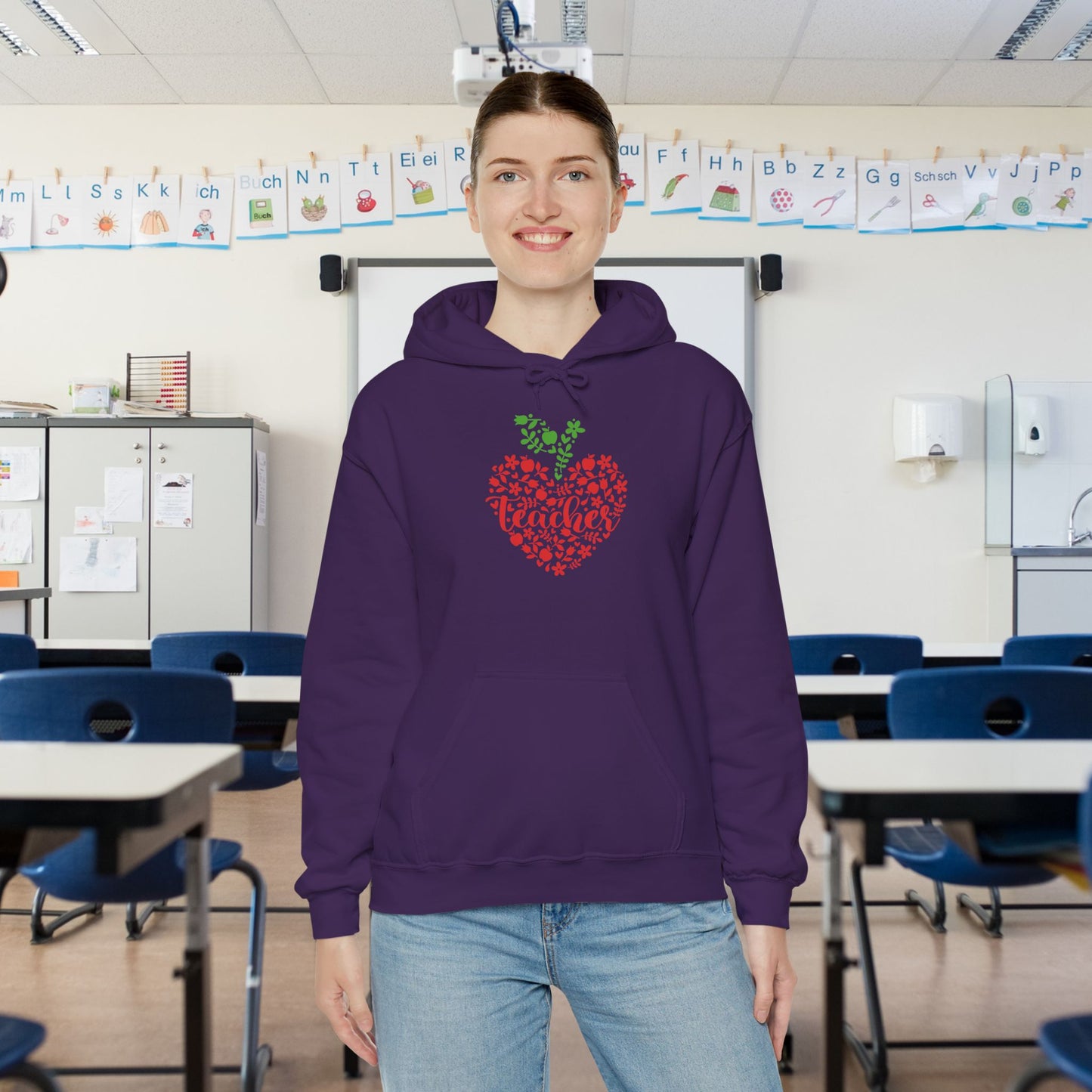 Teacher Heart 1 Heavy Blend™ Hooded Sweatshirt