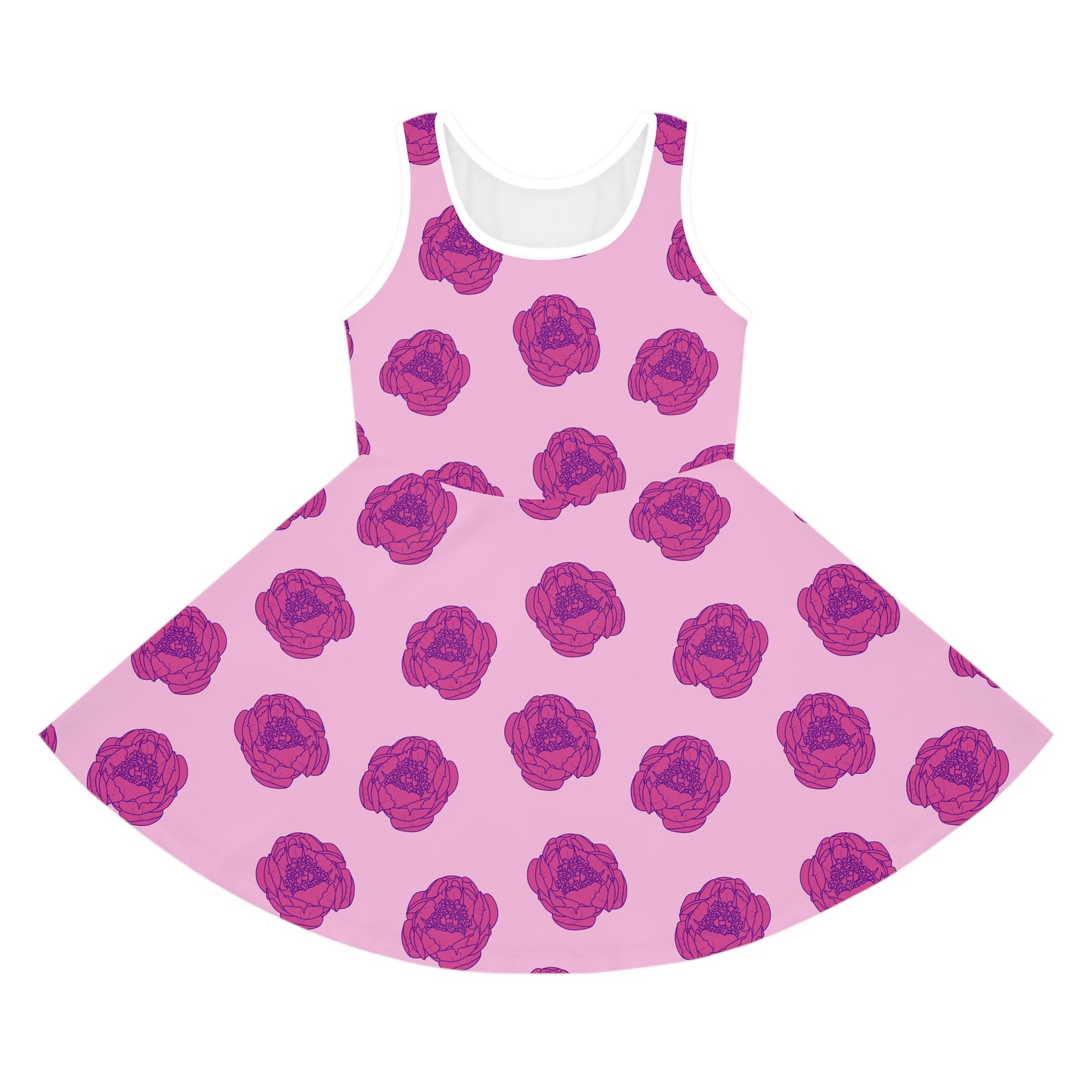 Rosy Dream Peonies Girls' Sleeveless Sundress