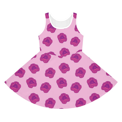 Rosy Dream Peonies Girls' Sleeveless Sundress