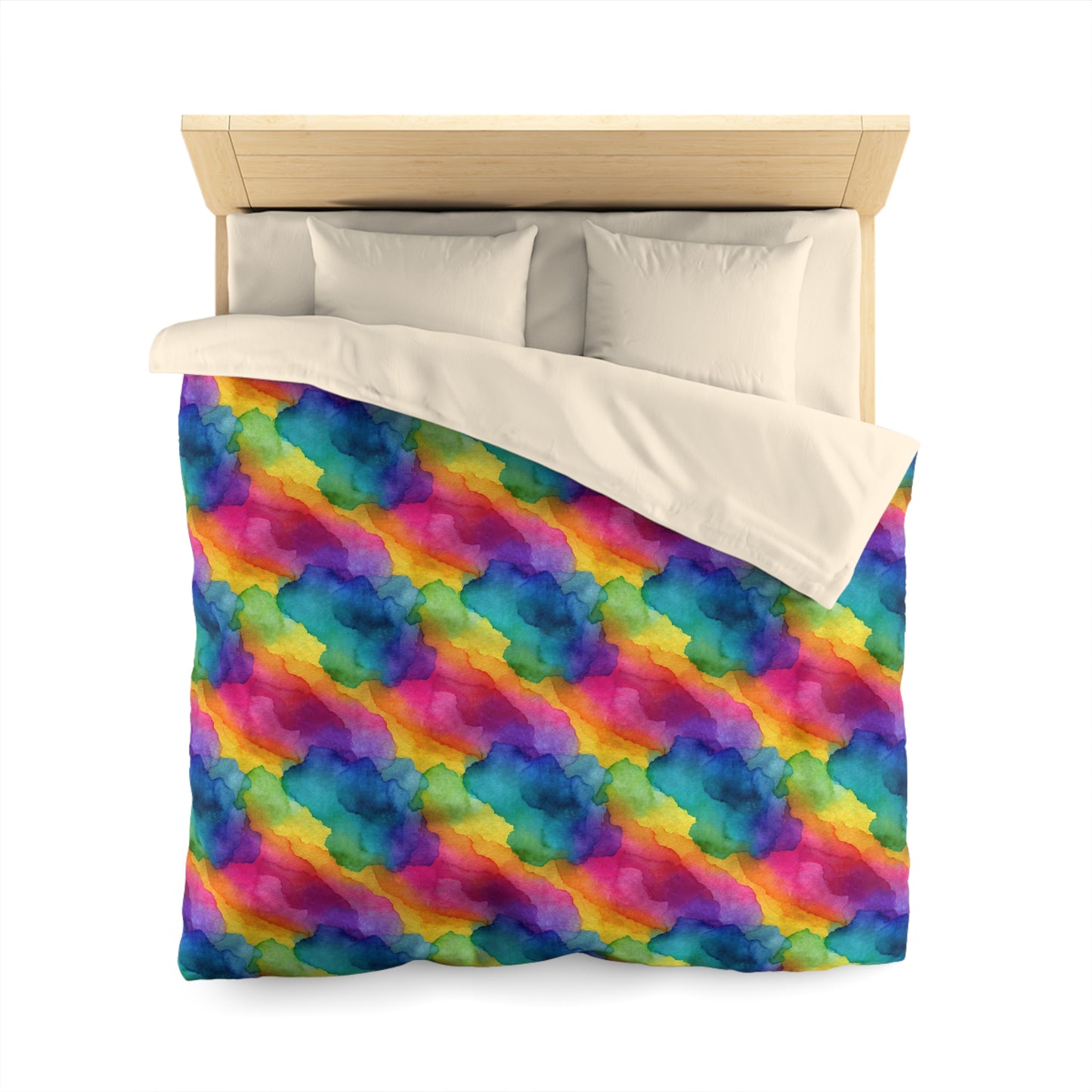 Rainbow Watercolors Microfiber Duvet Cover