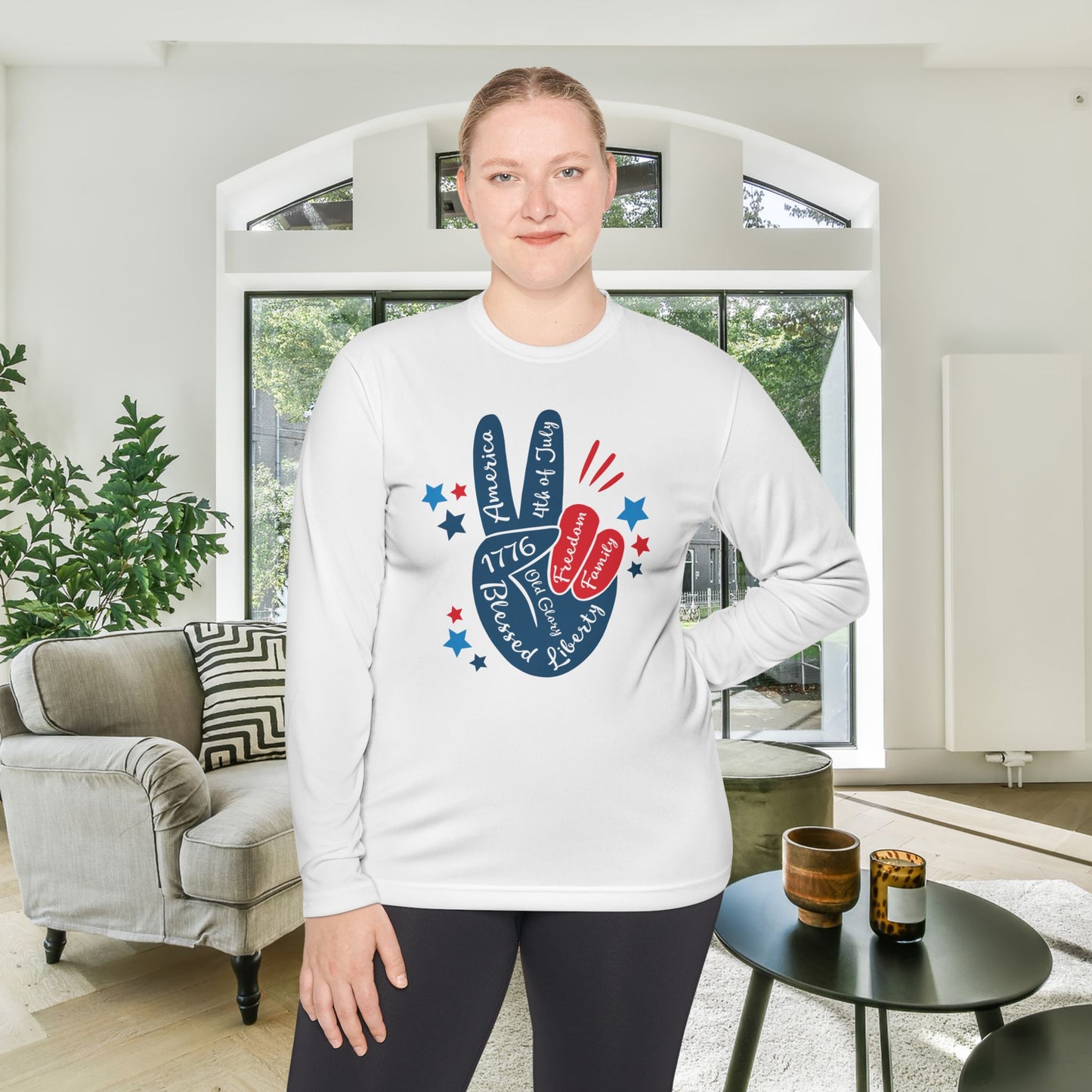 Patriotic Peace Adult Long Sleeve Tee