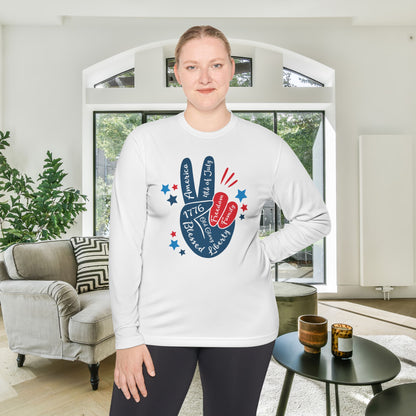Patriotic Peace Adult Long Sleeve Tee