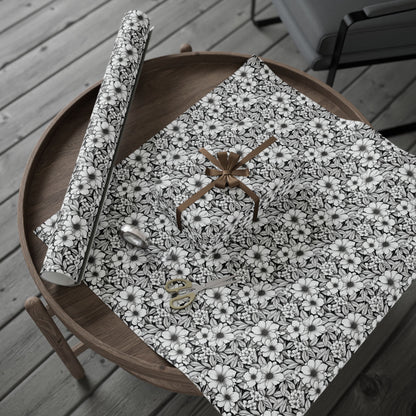 Black & White Forget-Me-Nots Gift Wrap for All Occasions