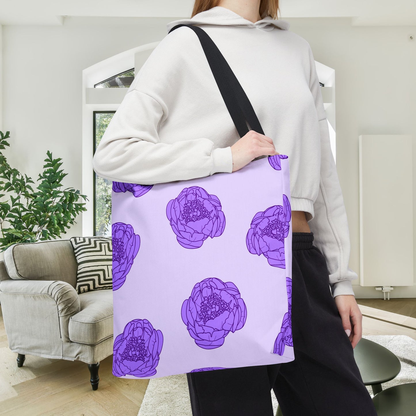 Lilac Mist Peonies Canvas Tote Bag